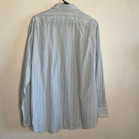 Lacoste Button Up Shirt Mens Size XL Grey Black Blue Striped Long Sleeve Logo - Picture 9 of 10